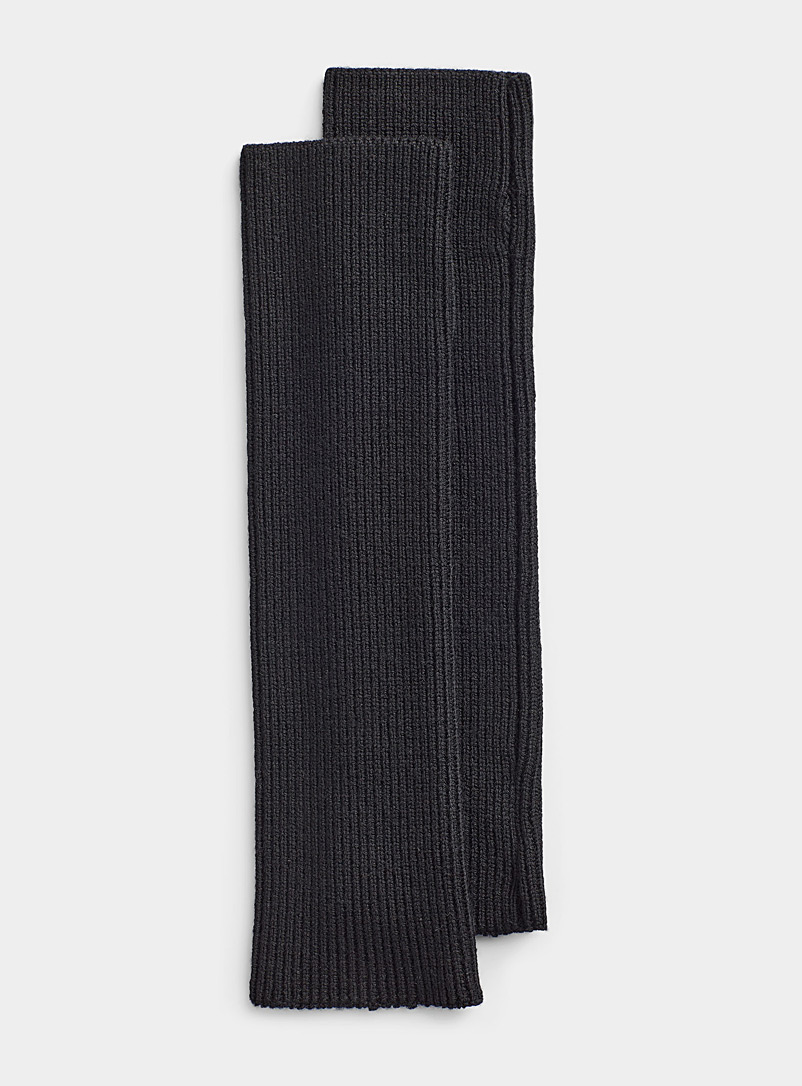Simons Black Long eco-friendly merino wool wrist warmers for women