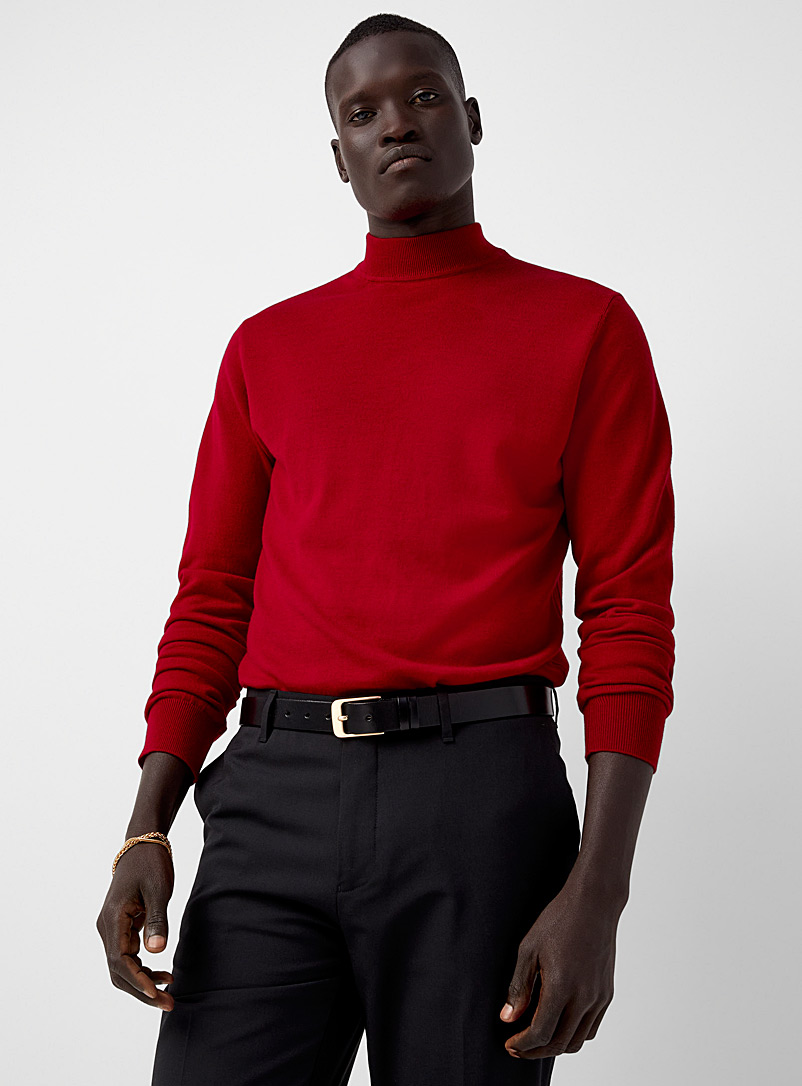 Le 31 Red Responsible merino wool mock-neck sweater for men