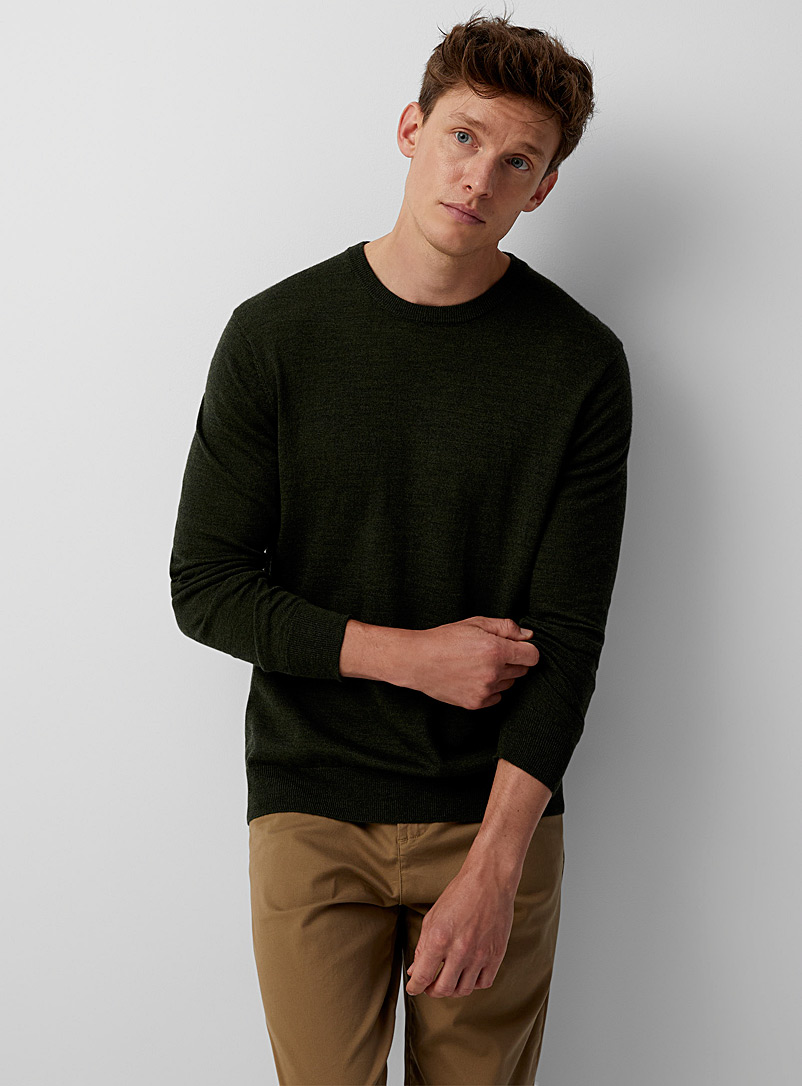 Le 31 Green Eco-friendly merino wool crew-neck sweater for men