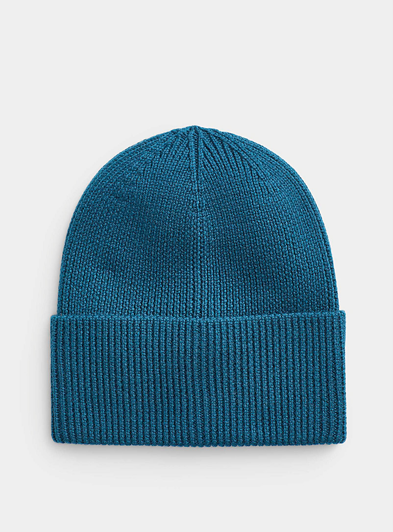 Le 31 Teal Ribbed merino wool tuque for men