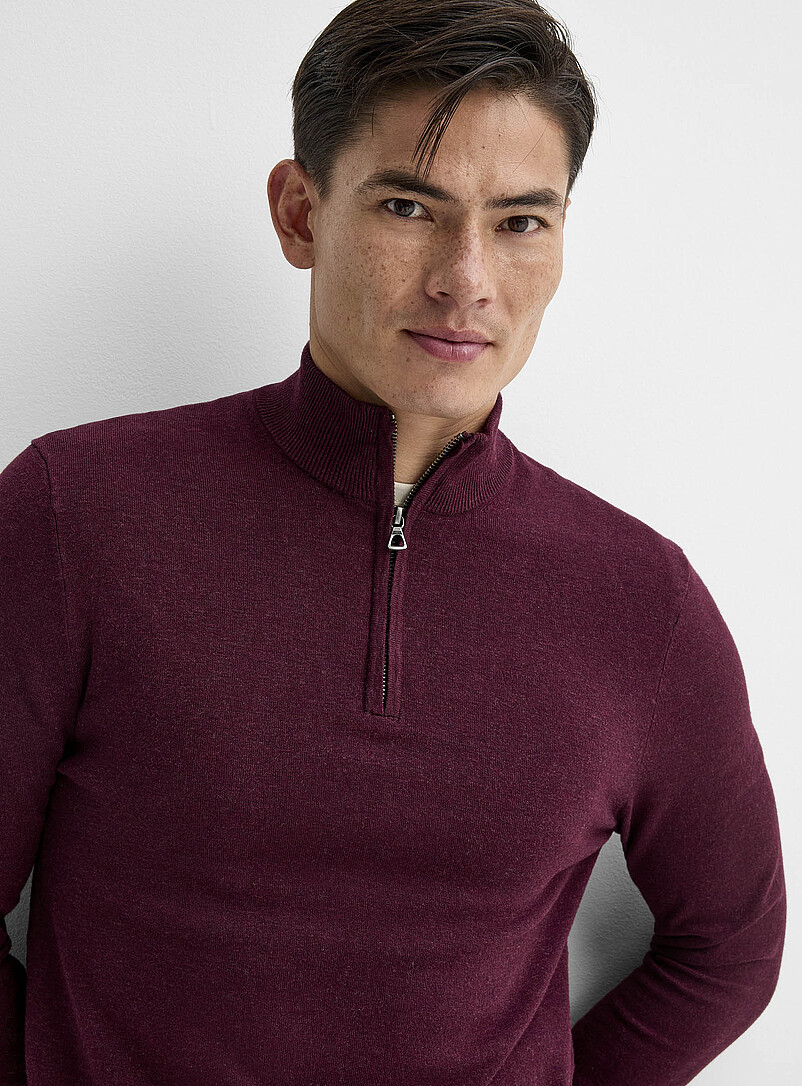 Zip-neck silky knit sweater | Le 31 | Men's Sweaters & Cardigans