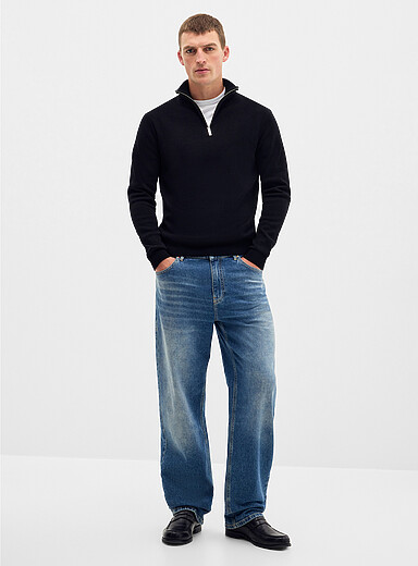 Zip-up mock-neck sweater 
