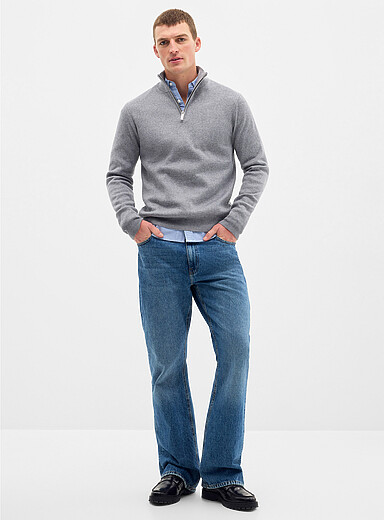 トップス HIGH NECK CHAMBRAY SHT TENDERLOIN Zip-up mock-neck sweater | Le 31 | Men's Sweaters & Cardigans | Simons