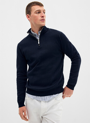Zip-up mock-neck sweater 