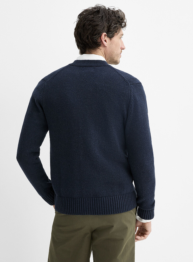 Le 31: Le cardigan &eacute;pur&eacute; doux tricot Bleu &agrave; motifs pour homme