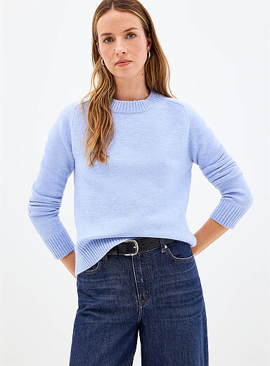 Contemporaine Slate Blue Solid essential boxy sweater for women