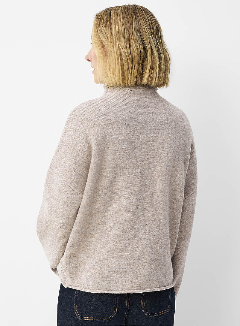 Contemporaine Slate Blue Plush funnel-neck cardigan for women