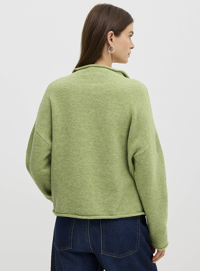 Contemporaine: Le cardigan duveteux col chemin&eacute;e Bleu moyen - Ardoise pour femme