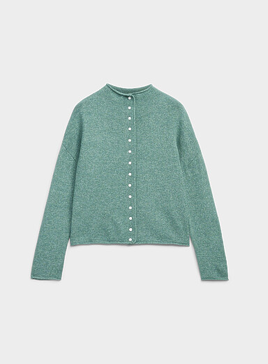Le cardigan duveteux col chemin&eacute;e