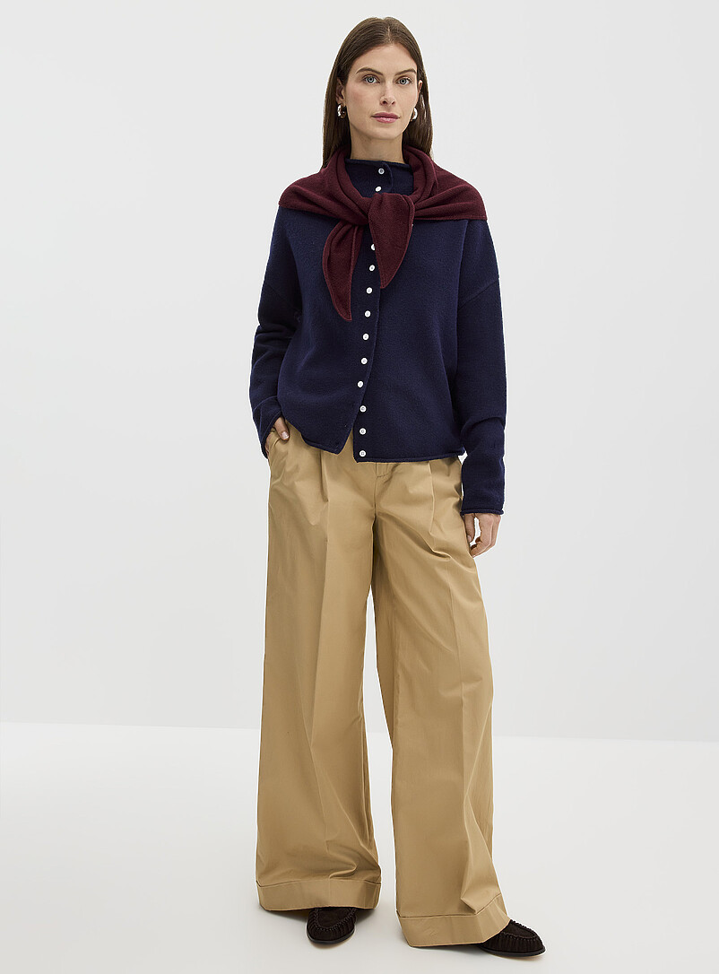 Contemporaine: Le cardigan duveteux col chemin&eacute;e Bleu moyen - Ardoise pour femme