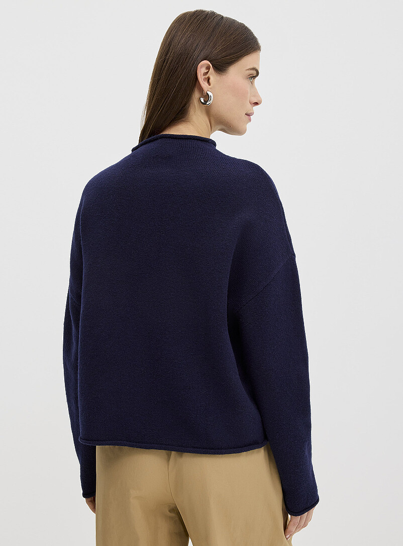 Contemporaine: Le cardigan duveteux col chemin&eacute;e Bleu moyen - Ardoise pour femme