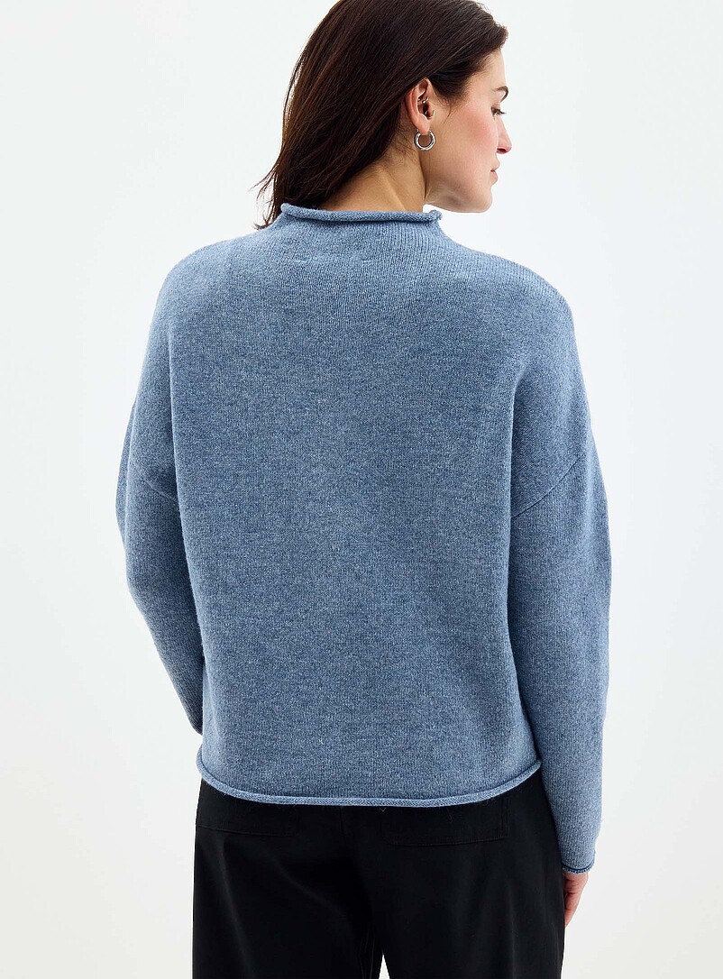 Contemporaine: Le cardigan duveteux col chemin&eacute;e Bleu moyen - Ardoise pour femme