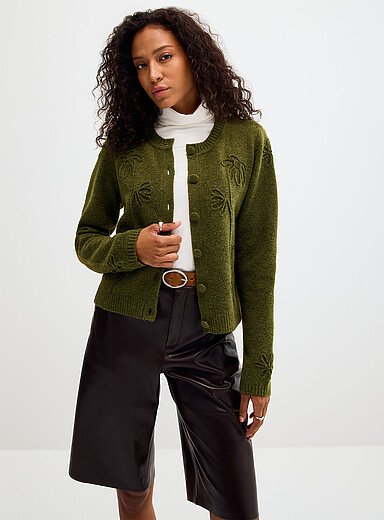 Touch of wool embossed flowers cardigan