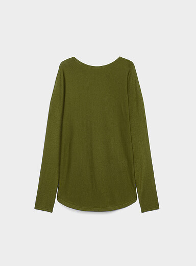 Contemporaine Khaki/Sage/Olive Rounded hem lightweight sweater for women