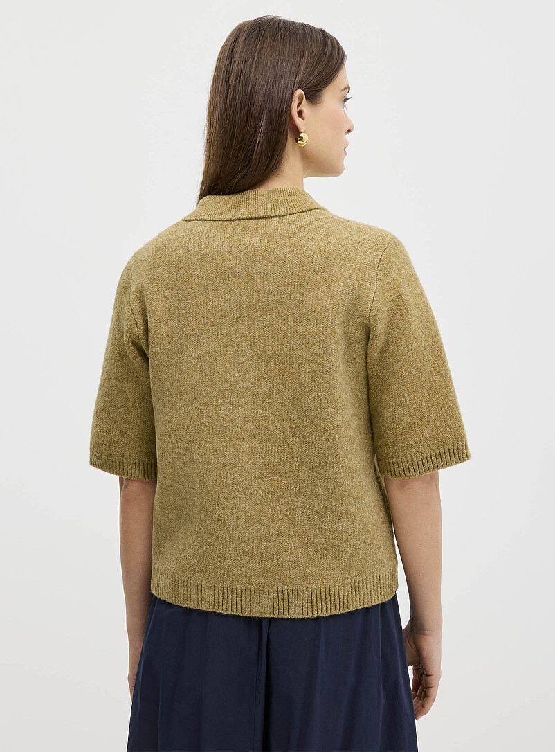 Contemporaine: Le cardigan moelleux col chemise uni Lilas pour femme