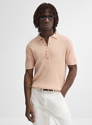 Ribbed responsible merino wool polo