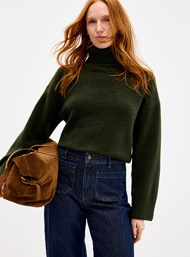 Loose fluffy turtleneck sweater