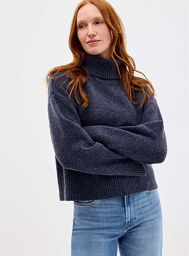 Loose fluffy turtleneck sweater