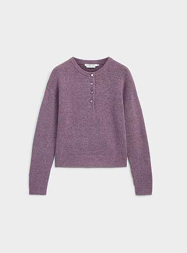 Le chandail henley tricot feutr&eacute; uni