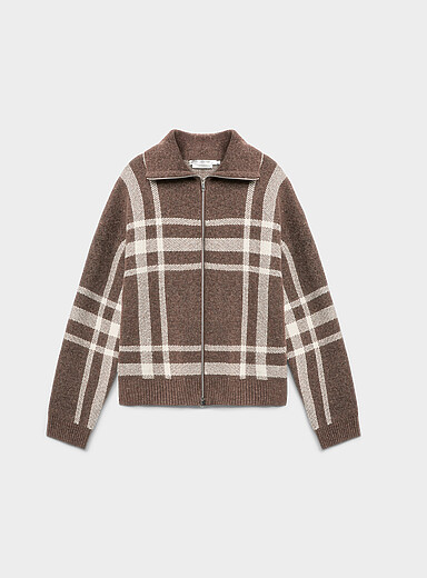 Le cardigan zipp&eacute; ample tricot jacquard