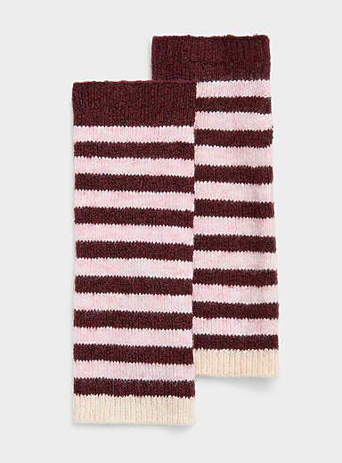 Contrast trim striped wrist warmers