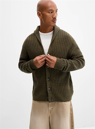 Zigzag ribbing cardigan