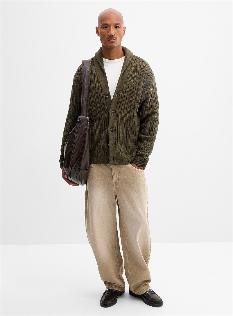 Zigzag ribbing cardigan | Le 31 | Shop Men's Shawl Collar Sweaters