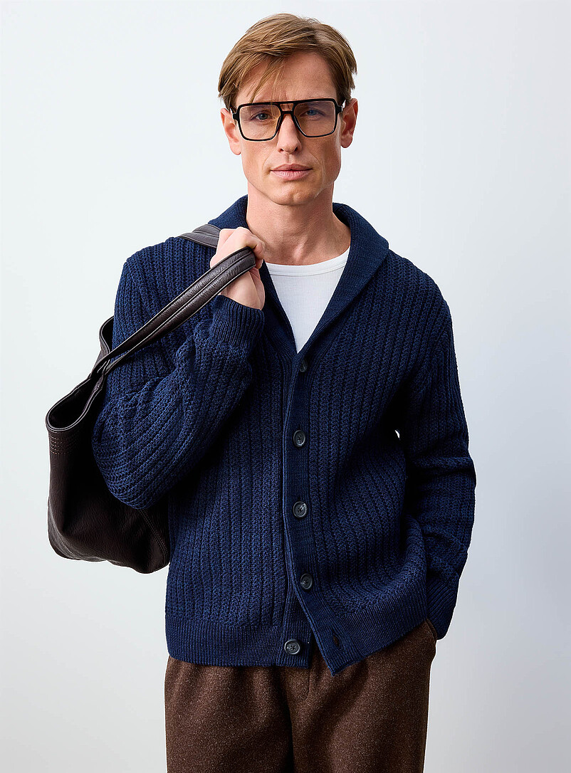 Zigzag ribbing cardigan | Le 31 | Shop Men's Shawl Collar Sweaters