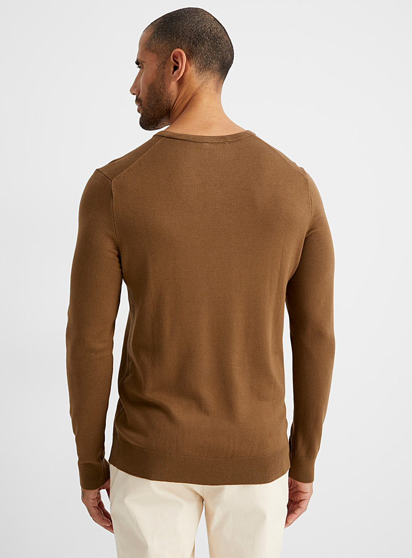 Le 31 Marine Blue Bamboo rayon V-neck sweater for men