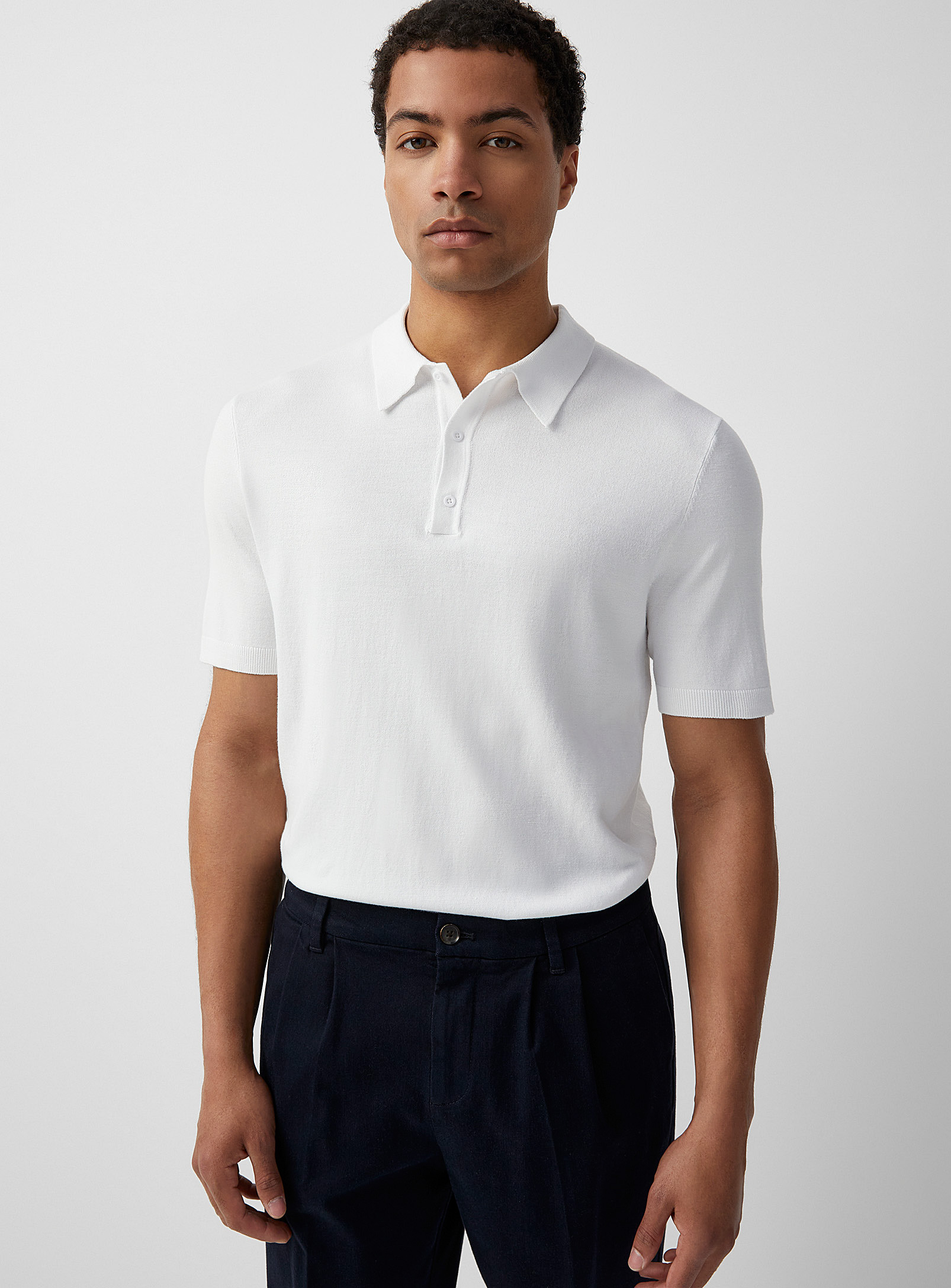 Le 31 Silky Knit Polo In White
