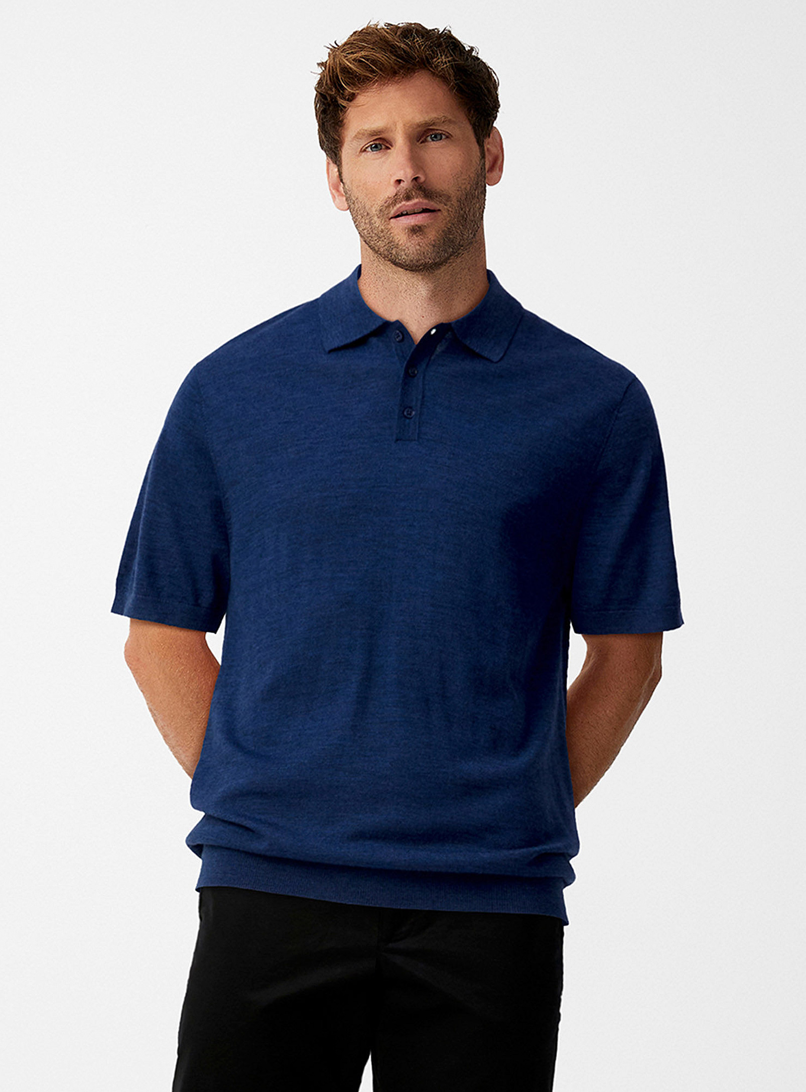Le 31 Responsible Merino Wool Polo In Blue