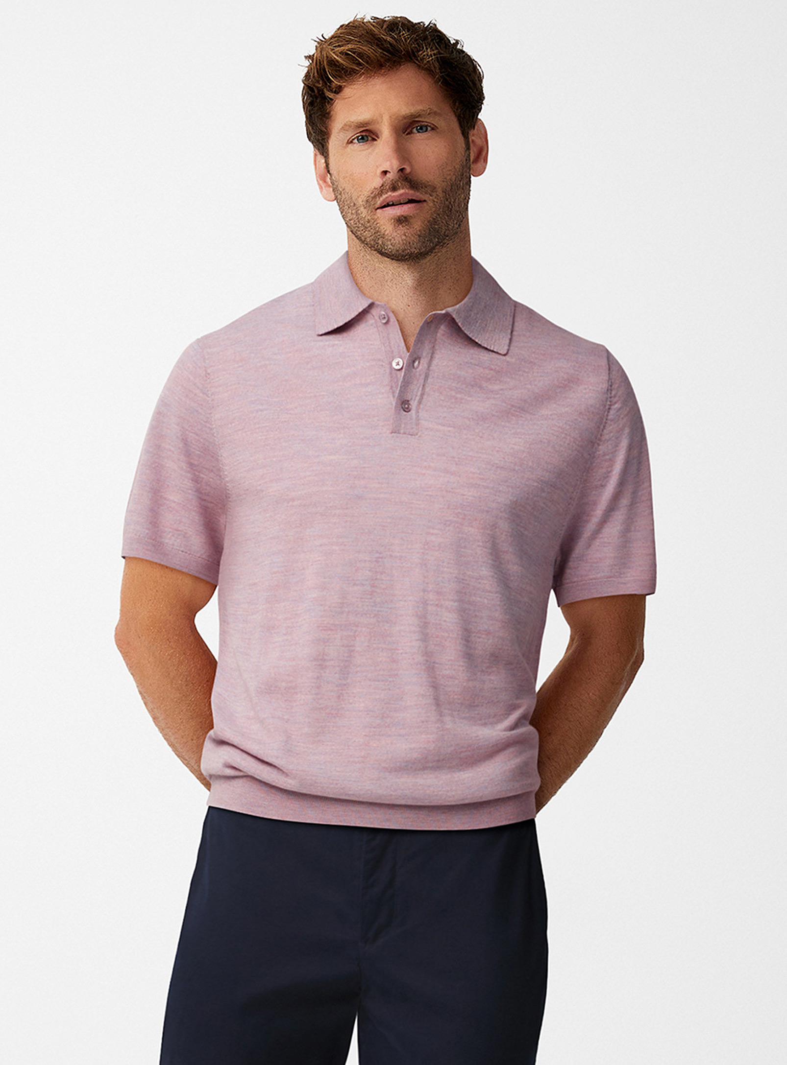 Le 31 Responsible Merino Wool Polo In Lilacs