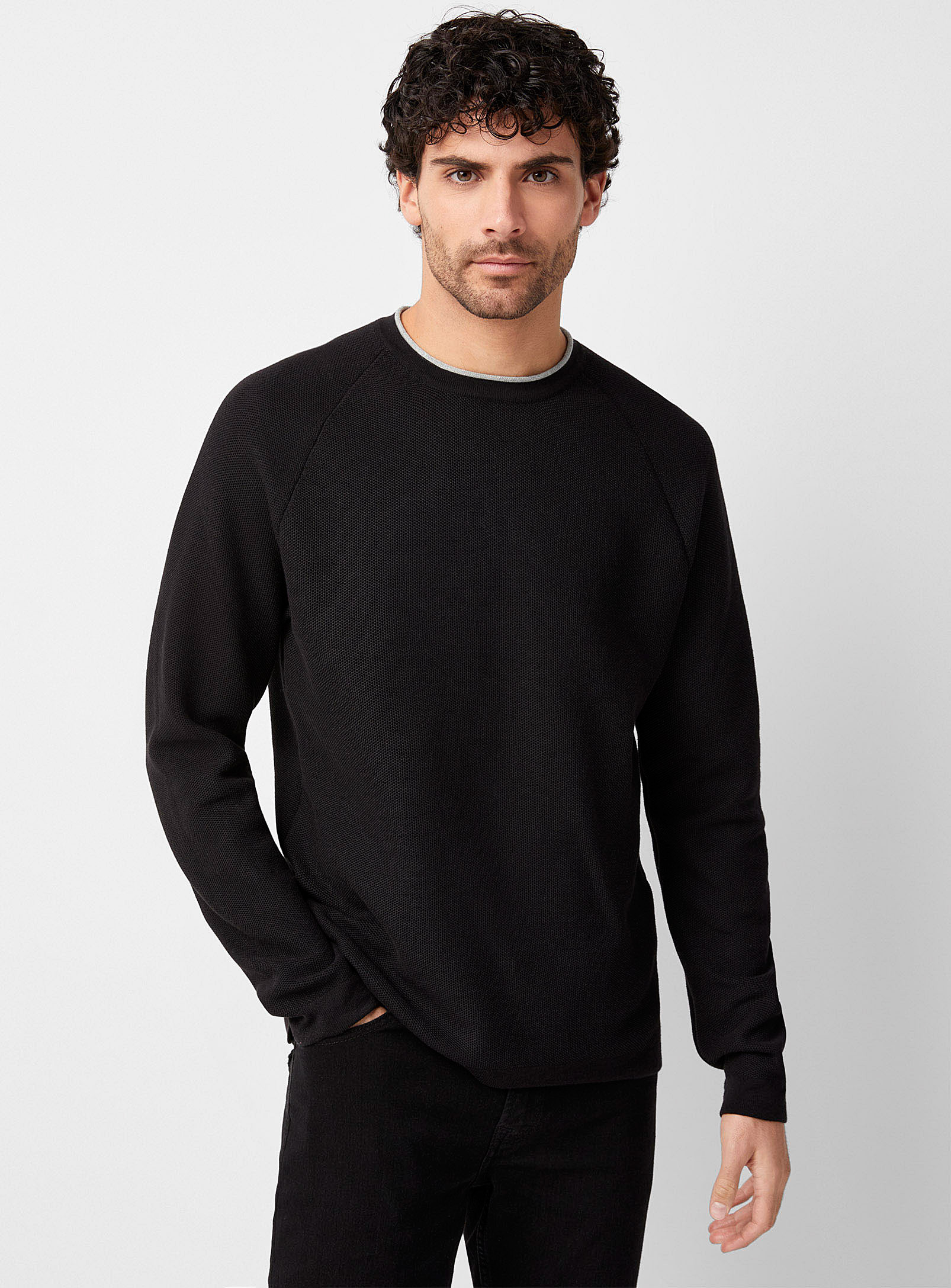 Le 31 Honeycomb Textured Sweater In Black