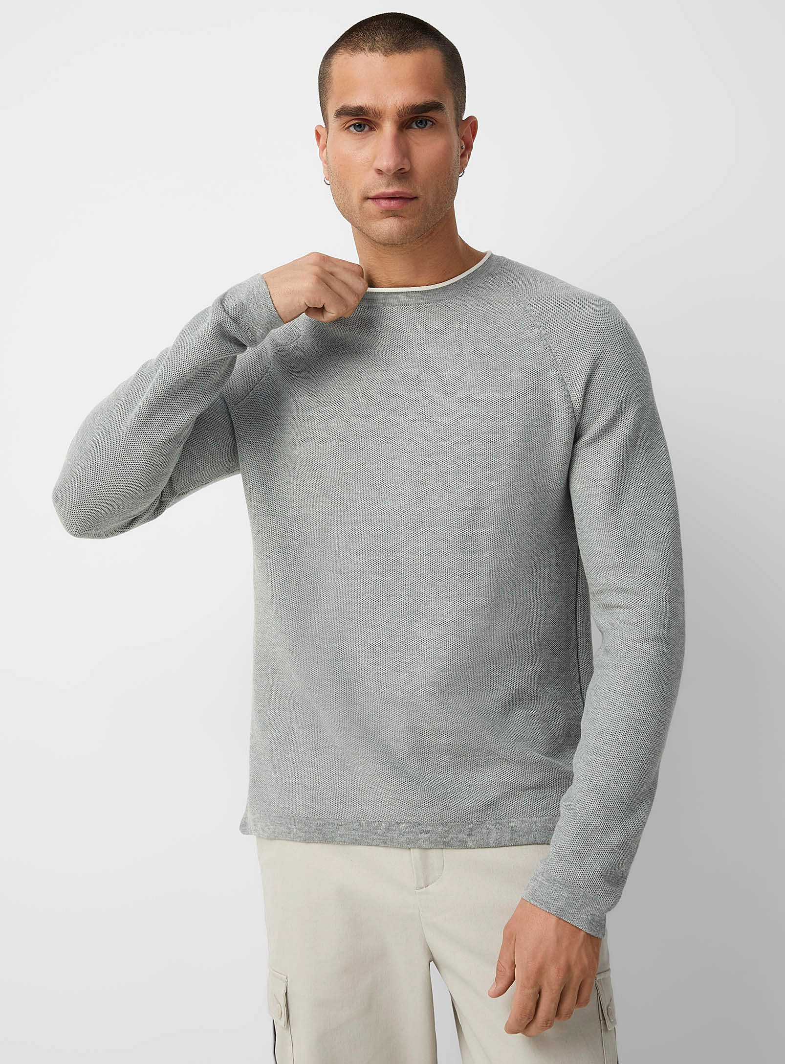 Le 31 Honeycomb Textured Sweater In Oxford