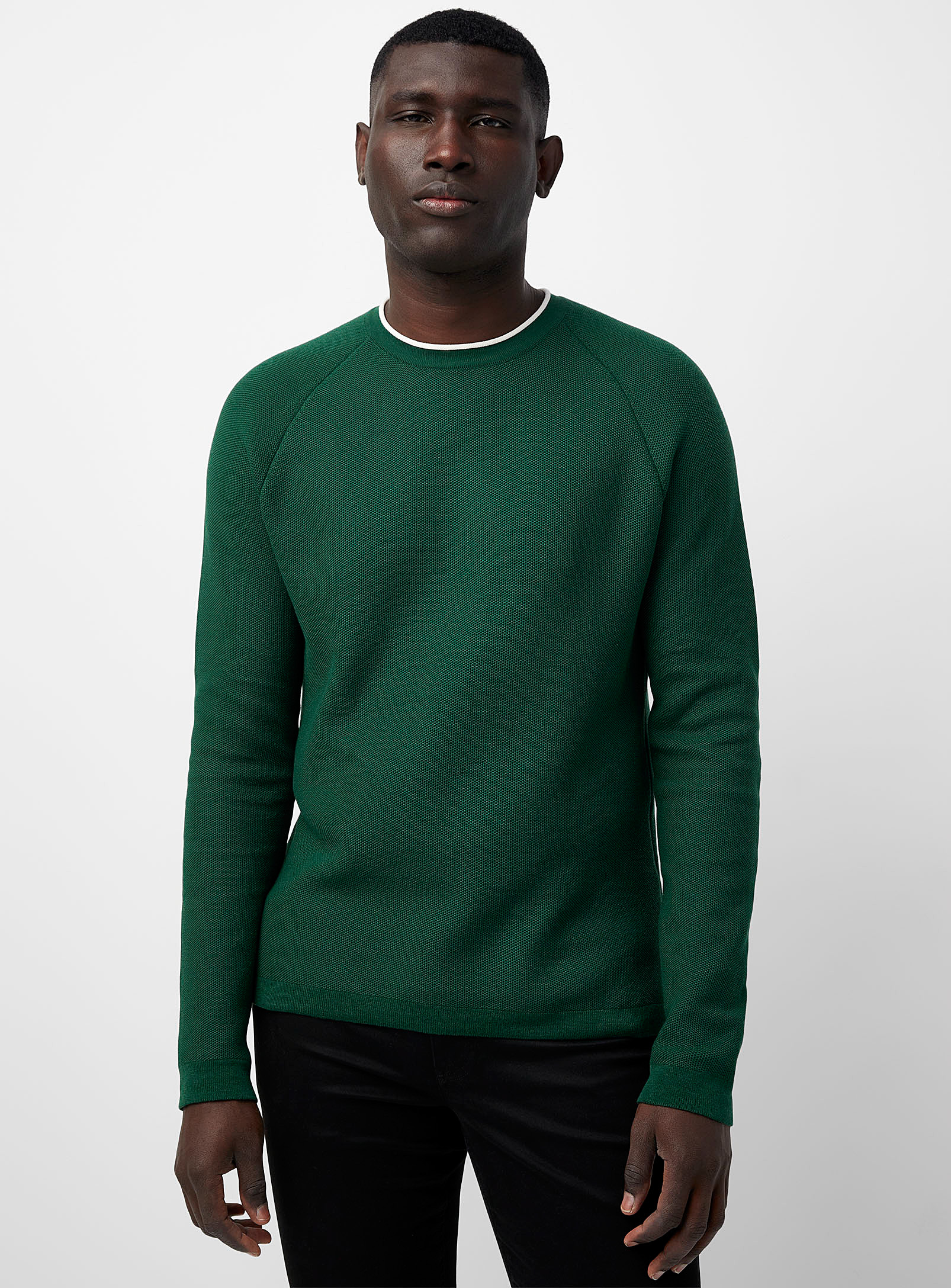 Le 31 Honeycomb Textured Sweater In Green