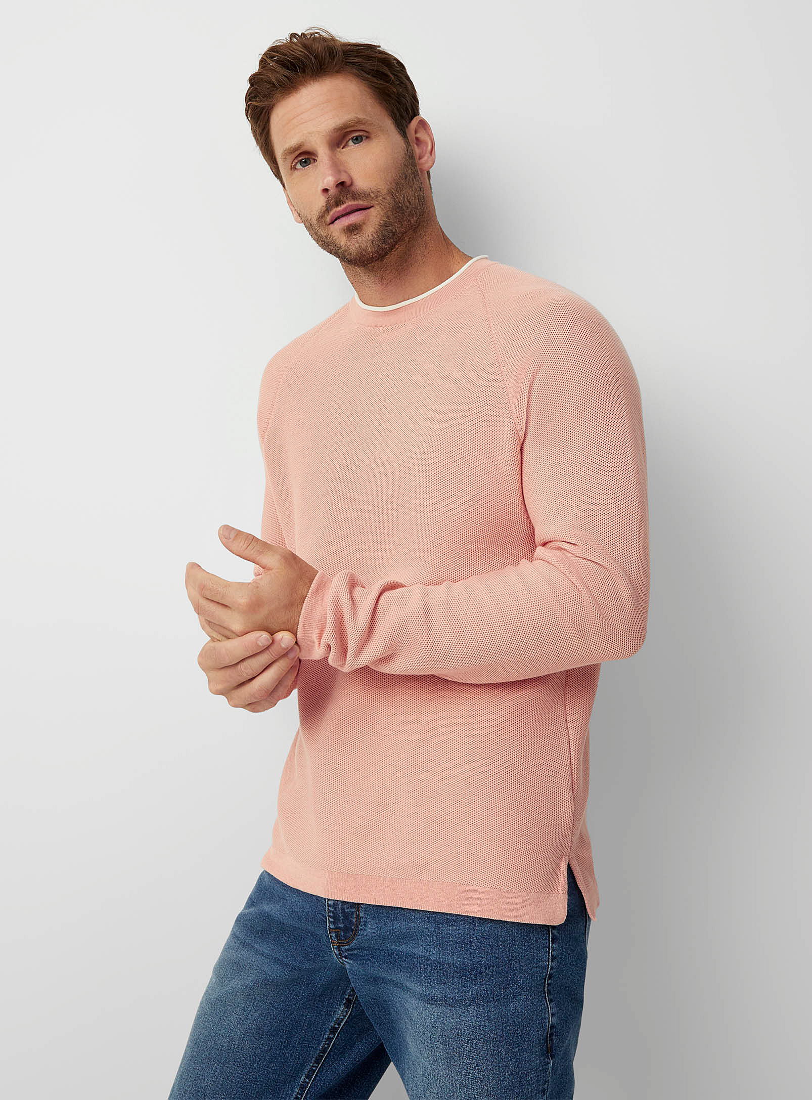 Le 31 Honeycomb Textured Sweater In Pink