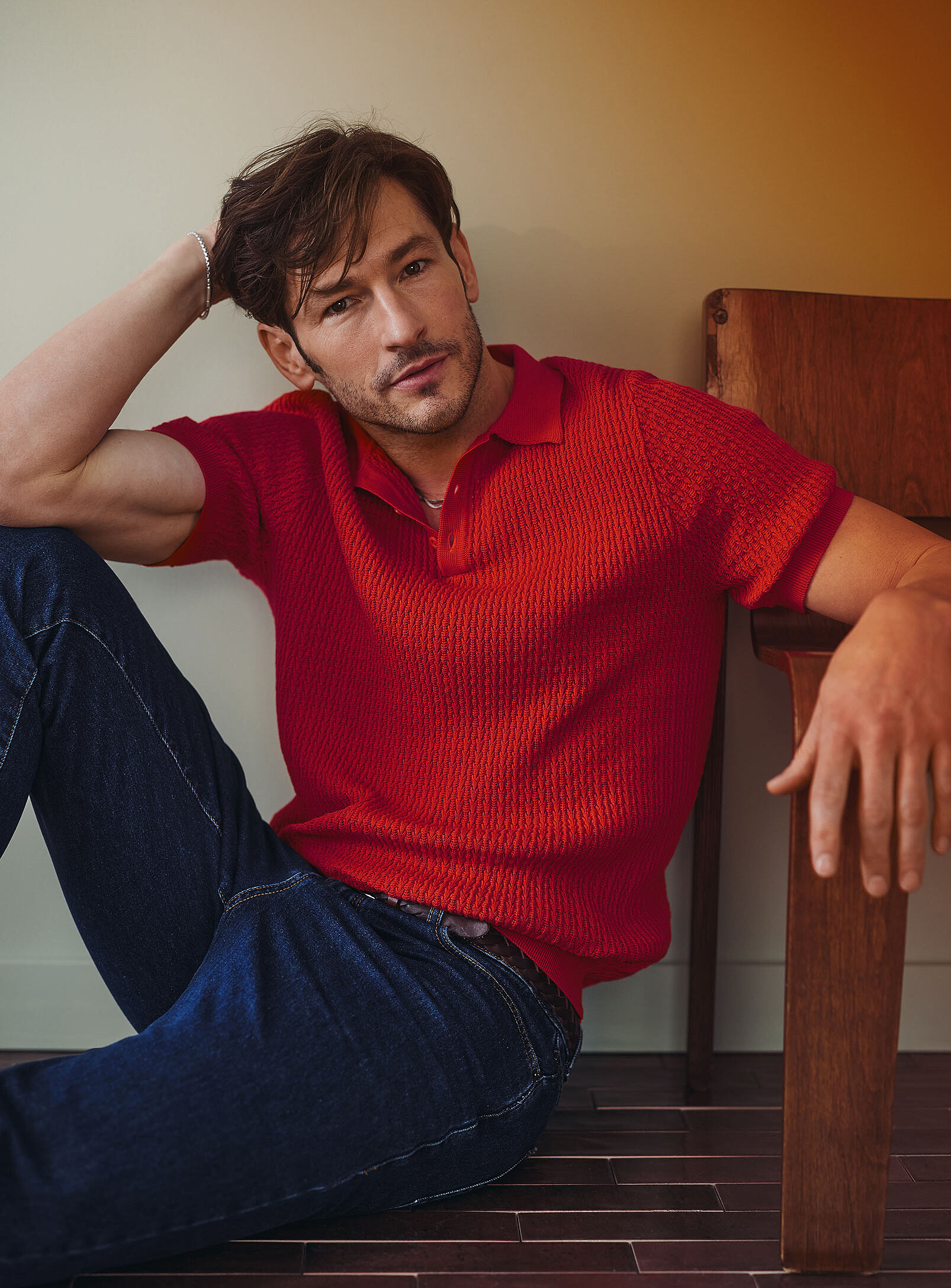 Le 31 - Arrow stitch polo (Men, Red, LARGE)
