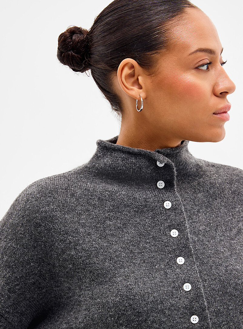 Plush funnel-neck cardigan product image 2