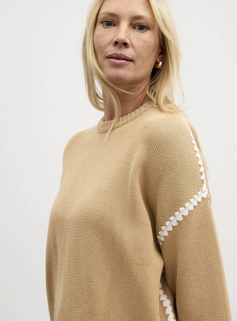 Contrasting overcast pure cotton sweater product image 2