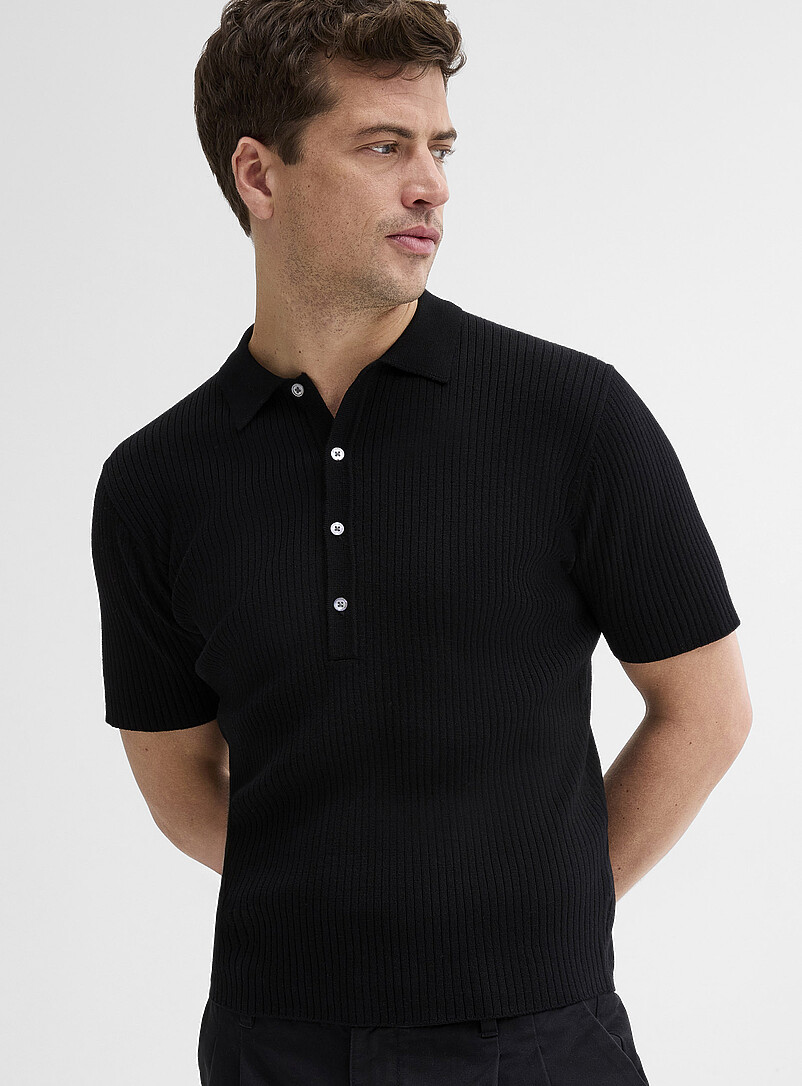 Ribbed responsible merino wool polo product image (primary)