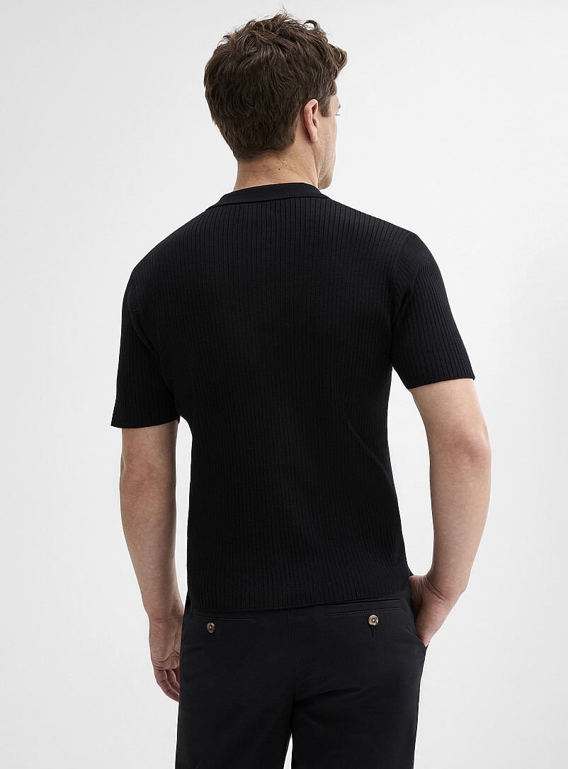 Ribbed responsible merino wool polo product image 2