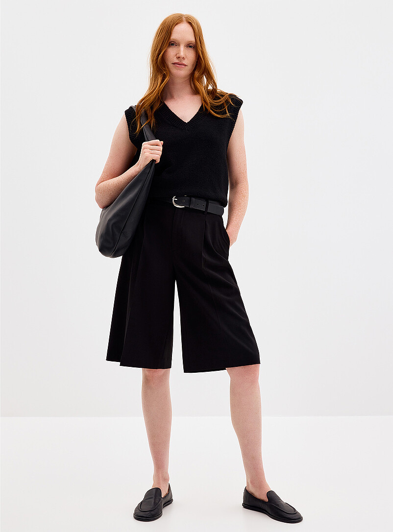 Loose fluffy V-neck sweater vest product image (primary)