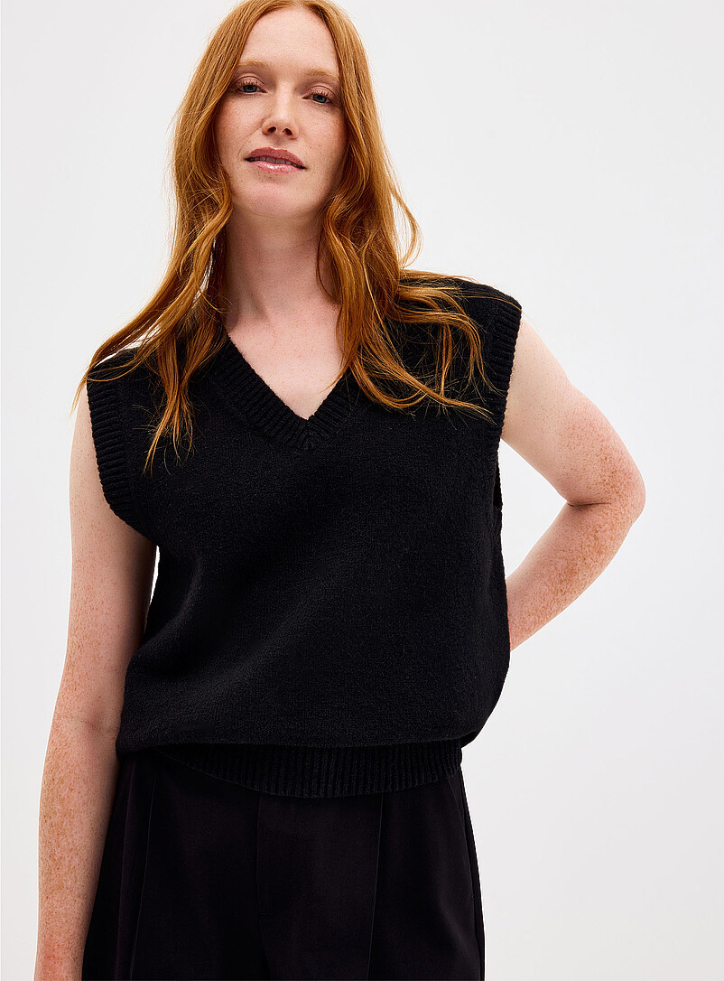Loose fluffy V-neck sweater vest product image 2