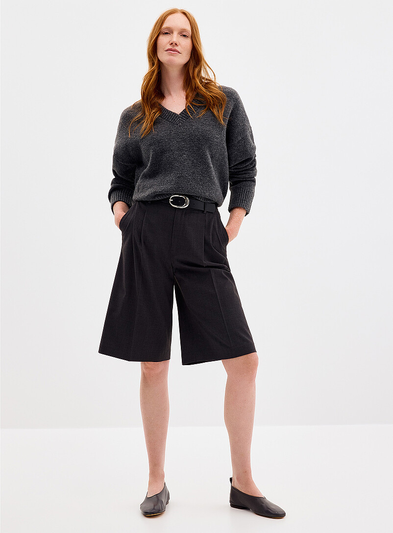 Loose fuzzy V-neck sweater product image (primary)