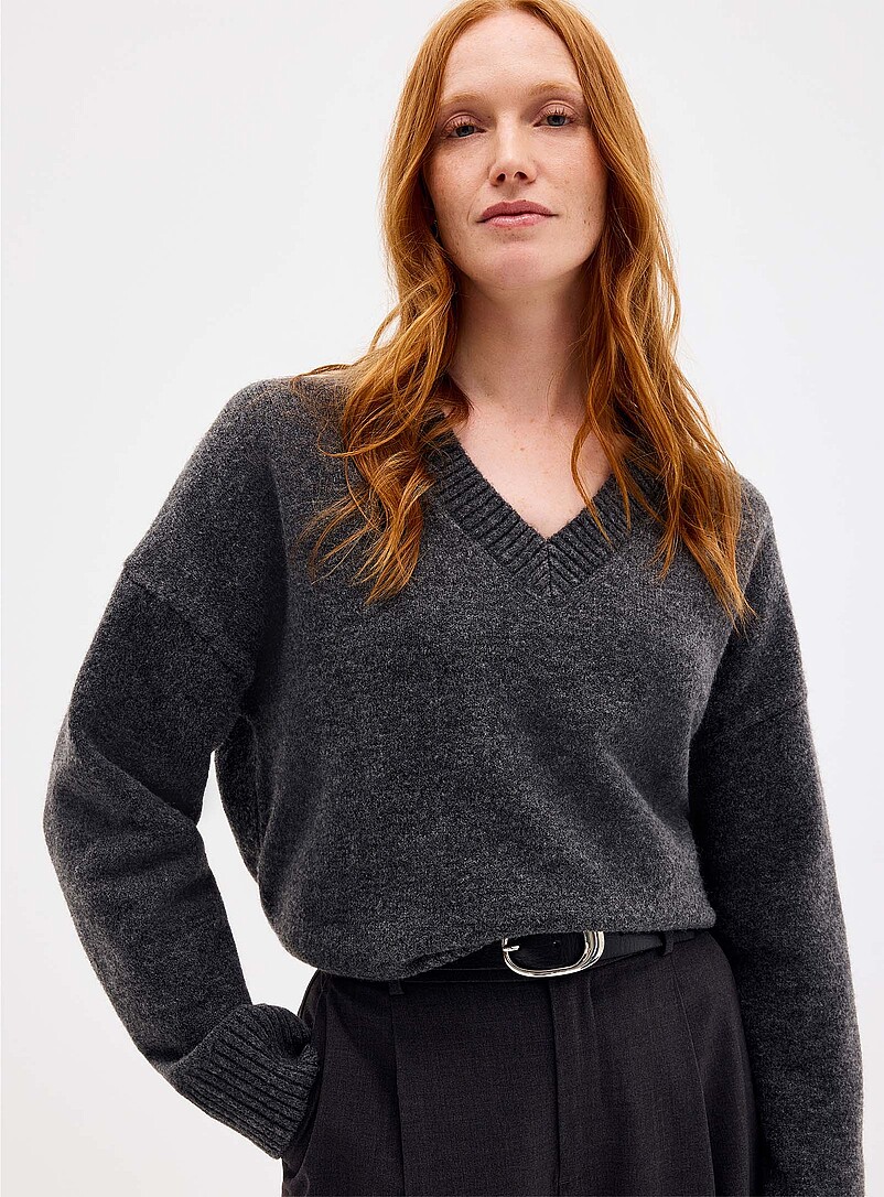 Loose fuzzy V-neck sweater product image 2