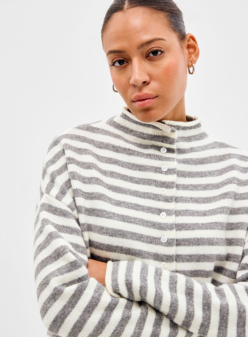 Striped funnel neck cardigan product image 2