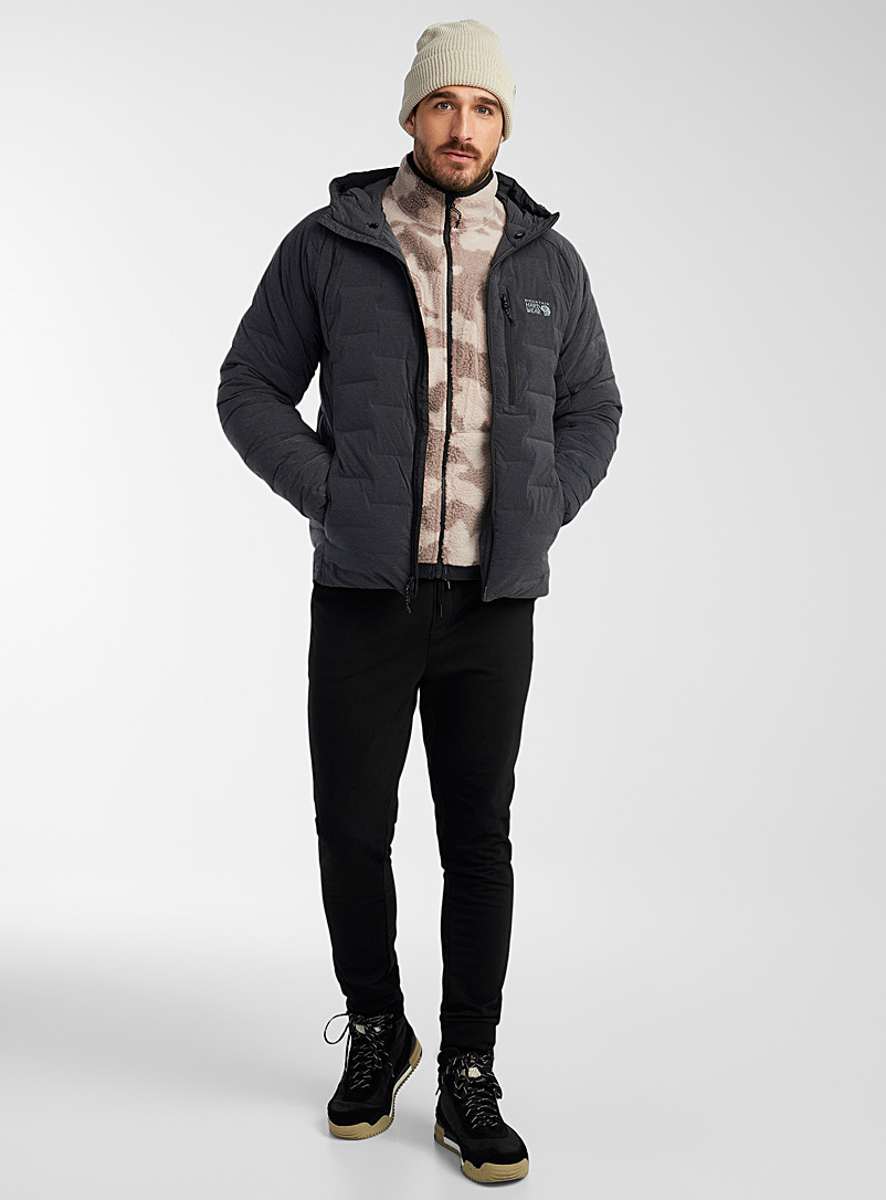 Mountain Hardwear Patterned Black Stretchdown hooded puffer jacket Regular fit for men