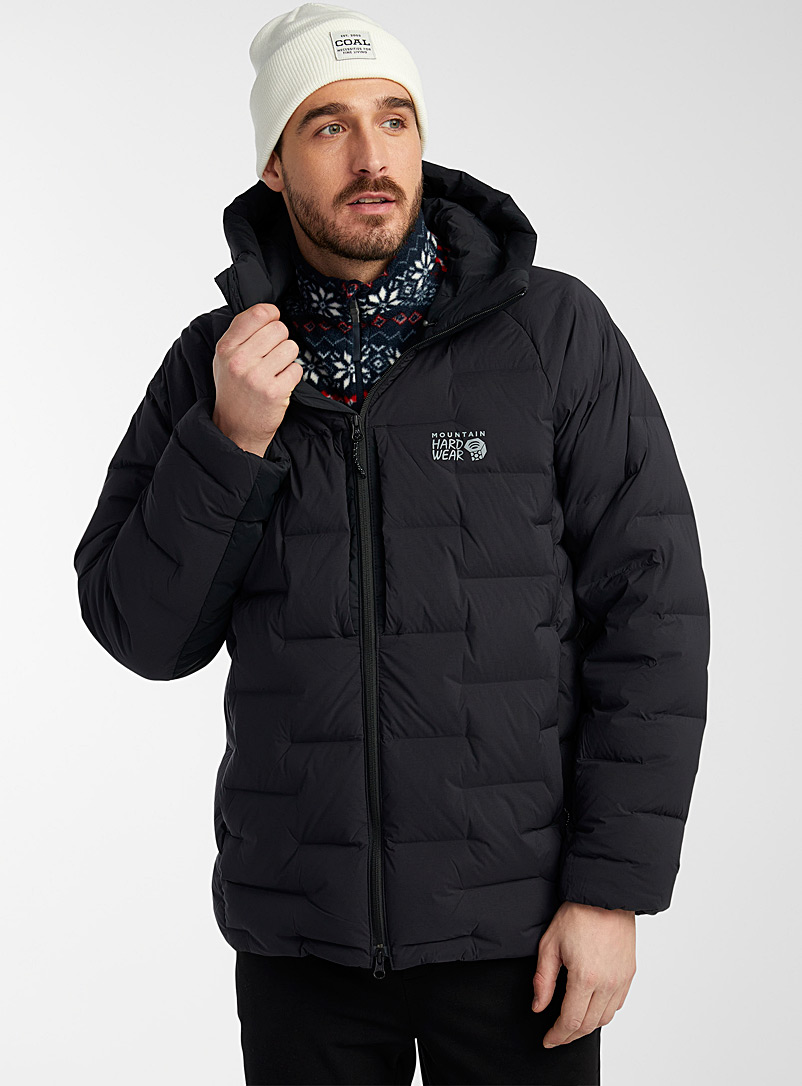 Mountain Hardwear: Le manteau matelassé capuchon Stretchdown Coupe régulière Noir pour homme