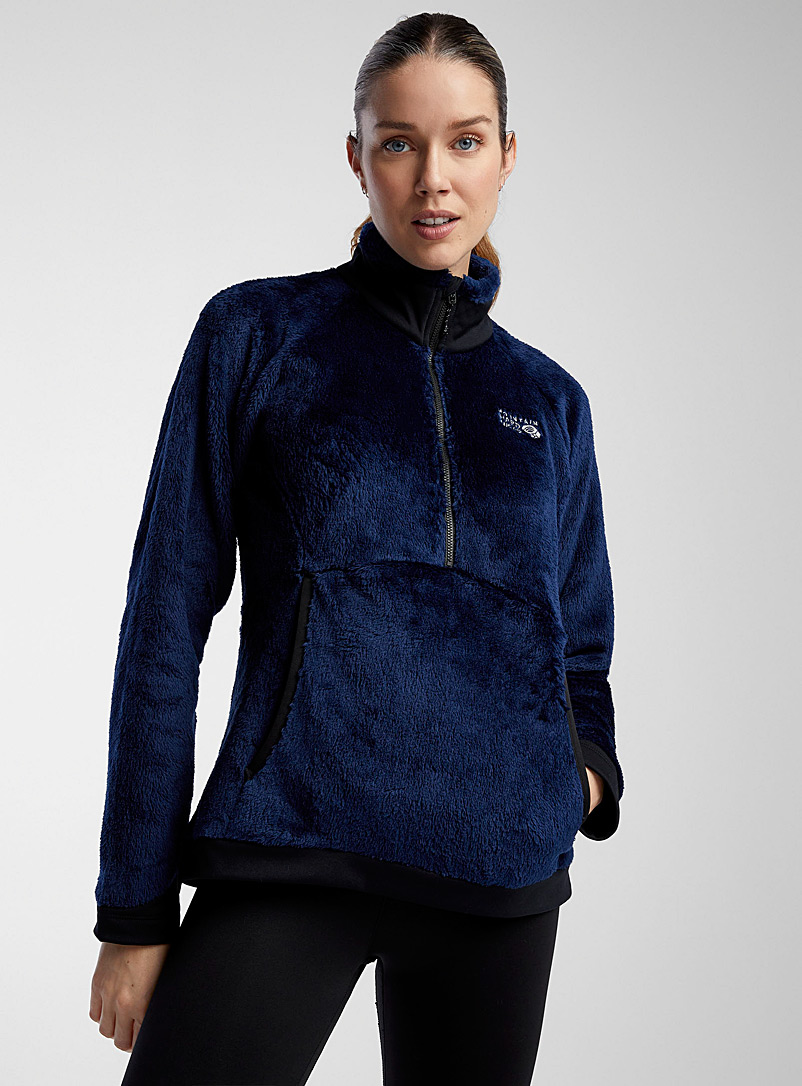 Mountain Hardwear: Le chandail polaire col zippé Bleu foncé pour femme