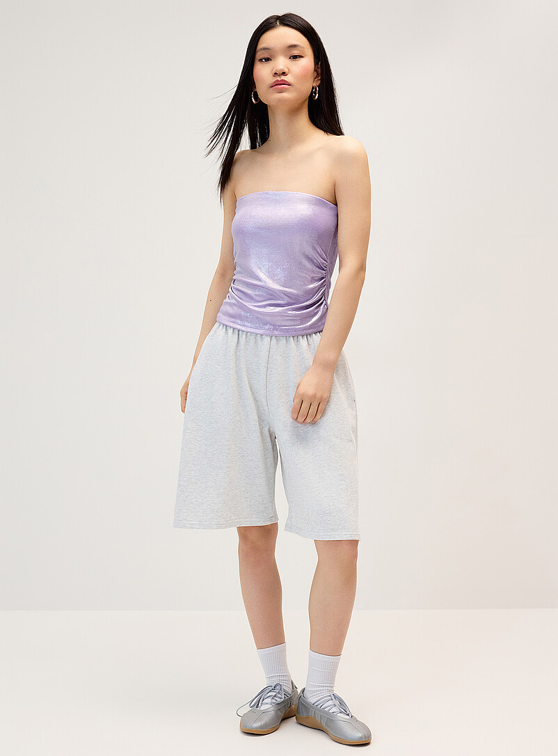 Twik Black Metallic effect cropped tube top for women